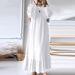 Aria Basics Aria Basics European American Muslim Women's Long Robe, Spring And Autumn Fashion Long-sleeved Vintage Dress, Solid Color Ruffle Hem_ecoleips.com