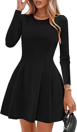 Women's Solid Color Short Dress Fashionable European American Style Party Dress_ecoleips.com
