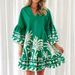 Amazo Idepedet Statio 2026 Summer New Europea Ad America V-eck Prited Flared Sleeve Loose Short Dress For_ecoleips.com