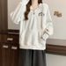 Real Shot Of Foreign Trade Embroidered Hooded Sweatshirt For Women, Spring And Autumn, Thin, Loose Fit, 2024, Pocketed,_ecoleips.com