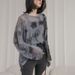Women's Korean Style Loose Fit Tie Dye Mesh Top Semi Sheer Long Sleeve T-Shirt Stylish Sun Protection Base Layer Thin_ecoleips.com