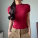 25 Summer New Female Spice Girls Solid Color Round Neck Slim-fitting Short Bottoming Shirt Basic Short-sleeved T-shirt_ecoleips.com
