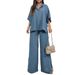 Women’s Casual Loose-Fit Solid Color Shirt Set – Trendy Spring/Summer Two-Piece Outfit_ecoleips.com