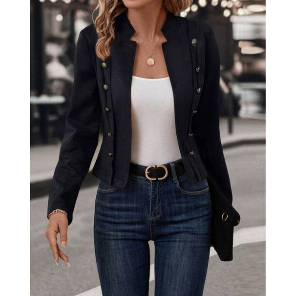 Solid Color Double-Breasted Decorative Jacket Deerskin Velodle Vintage Long Sleeve Coat Top Wholesale_ecoleips.com