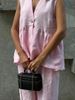 2025 Cotton V-neck Sleeveless Top Vest Long Pants For Women New Solid Color Elegant Commuter Two-piece Set_ecoleips.com