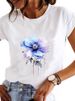 European American Cross-border Foreign Trade Women's Floral And Plant Print Round-neck Printed Short-sleeve T-shirt Top_ecoleips.com