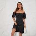 2026 Cross-Border Foreign Trade European Station Summer Hot Sale New Solid Color Square Neck Puff Sleeve Dress_ecoleips.com