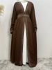 Hot Selling Ramadan Rhinestone Cardigan Islamic Dresses With Pockets Kebaya Muslim Kimono Abaya Dubai Modest Clothing Women Red_ecoleips.com