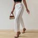 Voya 2026 European American Women's Sexy Casual Design With Subtle Side Cutouts And Elastic Drawstring Elastic Drawstring Straight Leg Pants_ecoleips.com