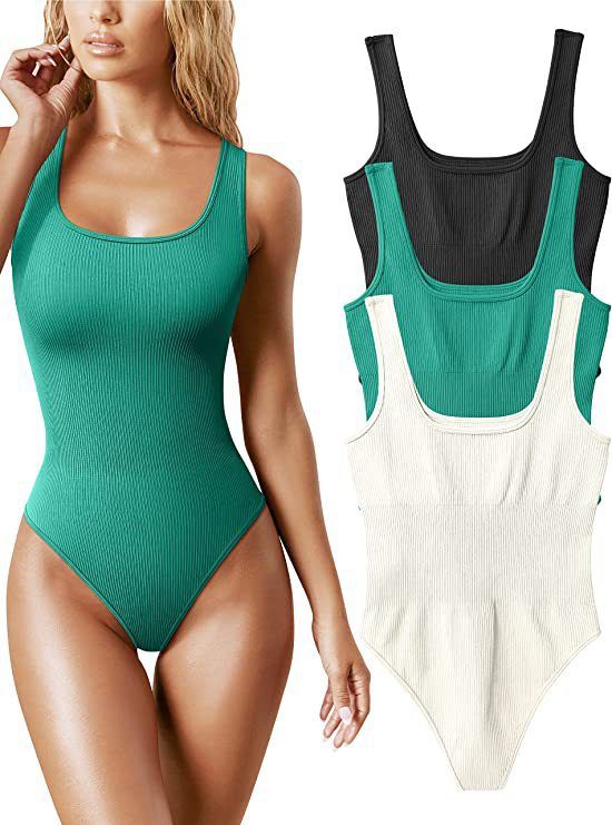Spot Goods Women's Sleeveless Vest Bodysuit Low Cut Jumpsuits Rompers European American Style Special Design_ecoleips.com