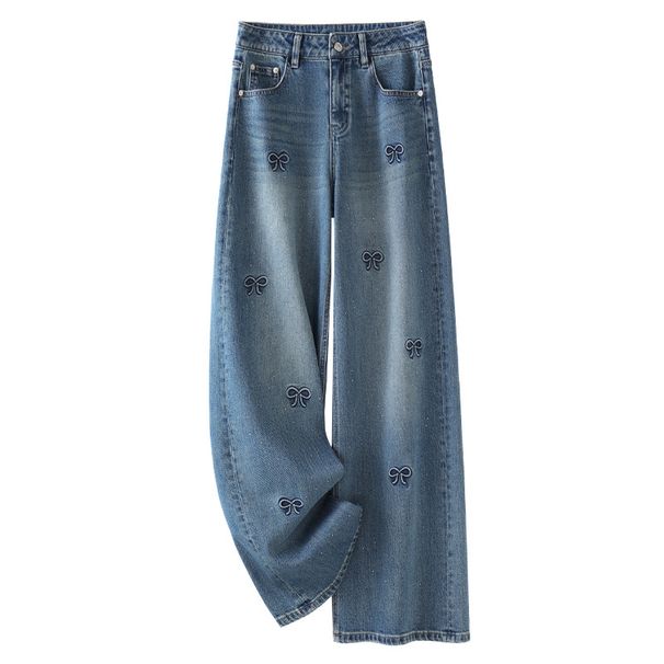Women’s Clothing Hot Diamond Embroidery Wide Leg Jeans New Women's Spring And Autumn Hot Style High Waist Slim Narrow Straight Pants Spring_ecoleips.com