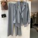 Women's Clothing High grade sun proof suit in summer chiffon splicing two piece jacket, high waist wide leg trousers, two piece suit_ecoleips.com