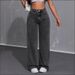 Women's Clothing Vintage Straight Leg Jeans For Women - Classic Mid Rise Denim Pants (Smoke Gray/Light Blue)_ecoleips.com