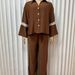 New European American Fashion Women's Clothing: Stylish Lace Button-up Shirt And Pants, Sexy V-neck Lapel Suit_ecoleips.com