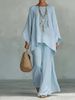 Women's Linen Blend Shirt And Wide Leg Pants Set - Casual Fashion mid Waist Full Length Summer Spring/Autumn Suit_ecoleips.com