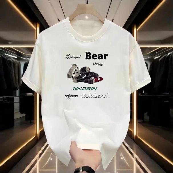 Women's Clothing Round Neck Printed Men's Short Sleeved T Shirt Loose Casual Trendy Top_ecoleips.com