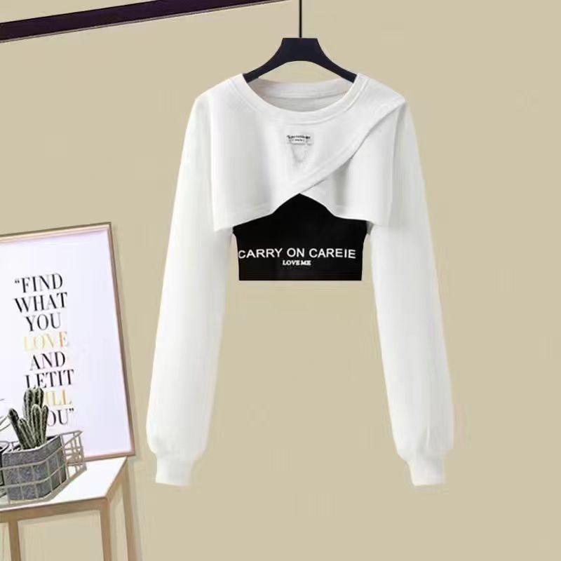 Women's Autumn Three Piece Set Short Sweatshirt Vest Loose Jogger Cargo Pants New Style Clothing_ecoleips.com