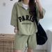 Women's Ice Silk Cropped Casual Fashion Set Short Sleeved Loose Sports Two Piece Set Korean Style Summer New 2026_ecoleips.com