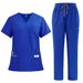 Women's New V-neck Split Medical Overalls, Pocket Straight Pants, Men's And Women's Toiletries, Operating Room Overalls_ecoleips.com