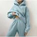 Women's Clothing Velvet Hooded Sweatshirt Leggings Set Autumn Winter Casual Fashion Thickened Solid Color Sports Suit_ecoleips.com