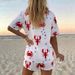 Women's Resort Style Printed Collared Shirt And Shorts Set Short Sleeve Style_ecoleips.com