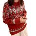 girl Red Christmas Sweater Women, Autumn Winter Outfit For Best Friends, European And American Retro Lazy Style, Loose_ecoleips.com