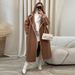 Elegant Embroidered Wool BAutumn Winter Fashion Outerwear Lend Coat For Women - Loose Fit Long Sleeve Trench Coat With Lace Detailing_ecoleips.com