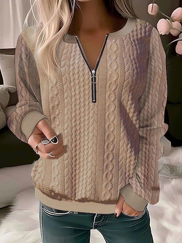 Women's Quilted Zip Up Hoodie Cardigan Long Sleeve Elegant Fashion England Style Polyester Autumn Winter Hoodies Sweatshirts_ecoleips.com