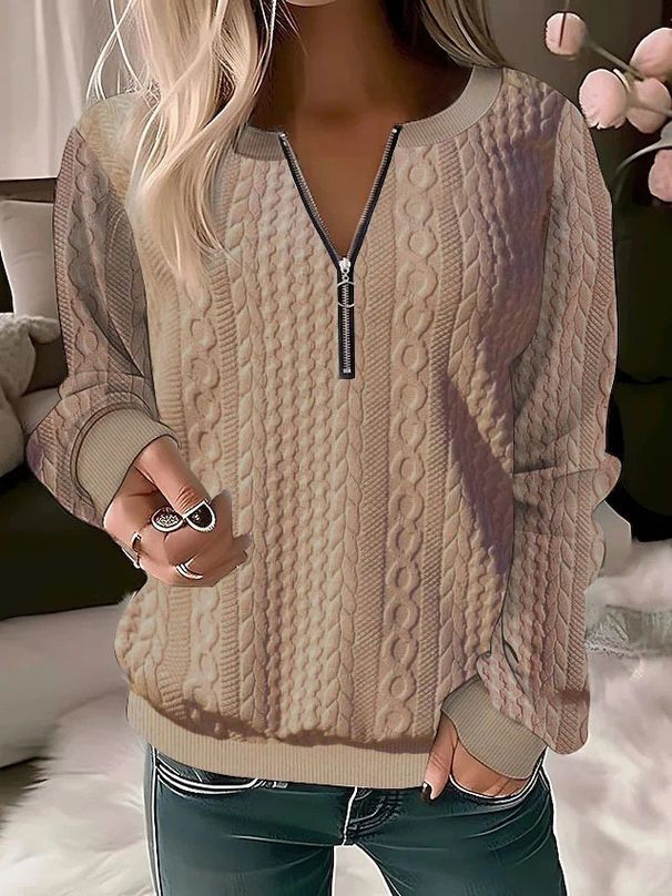 Women's Quilted Zip Up Hoodie Cardigan Long Sleeve Elegant Fashion England Style Polyester Autumn Winter Hoodies Sweatshirts_ecoleips.com