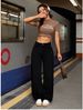 Women's Wide Leg Jeans Trendy High Waist Stretch Denim Pants For Work & Casual (Sizes 25-32, Black Wash)_ecoleips.com