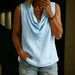 Summer Turtleneck Vest For Women Casual Cotton Linen Sleeveless Shirt American Style Fashion Top_ecoleips.com