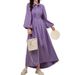 French Elegance, Pleated Tie, Long Sleeve, Slimming Solid Color Women's Dress, Long Skirt For Women_ecoleips.com