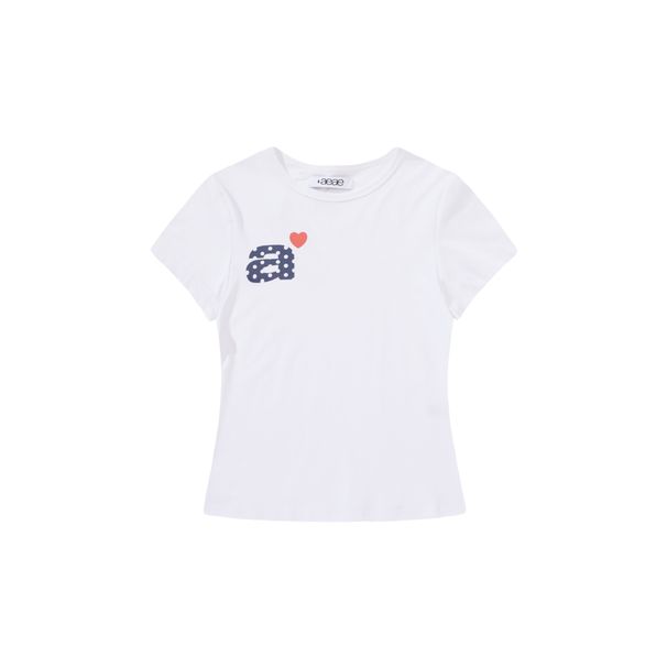 Korean Trendy Heart Shaped Short Sleeve Top For Women Sexy Slim Fit Polka Dot Letter Print Summer Top_ecoleips.com