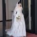 Vintage Lace Wedding Dress – Off-Shoulder A-Line Bridal Gown With Small Train, Boho Forest Bridal Dress For Outdoor Ceremony, Guest Welcome Dress_ecoleips.com
