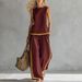 Women's Trendy Color-Block Wide-Leg Pants Set Sleeveless Casual Summer Outfit S-5XL 6 Colors_ecoleips.com