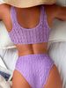 Women's Clothing Split Swimsuit Solid Color Three Dimensional Petals High Waist Elegant Swimsuit_ecoleips.com
