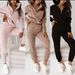 Women’s Clothing new German velvet sweatshirt stand collar zipper jacket stitching pants_ecoleips.com