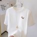Women's Embroidered Pony Short Sleeve T-Shirt Pure Cotton White Loose Fit Versatile Couple Outfit Top Plus Size New Style_ecoleips.com