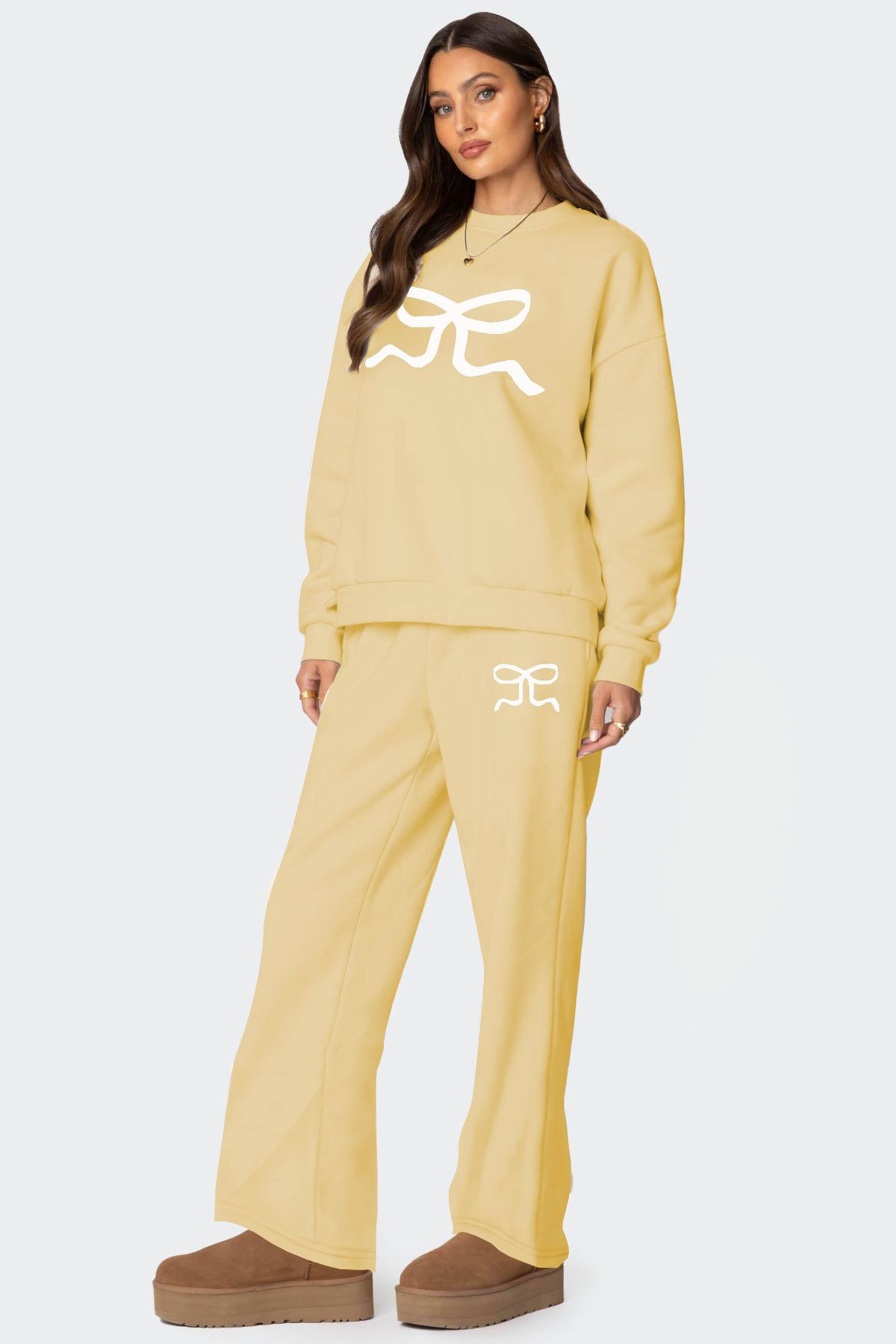 Women’s Clothing New autumn and winter round neck long sleeve loose thick sweater women's clothing fashion casual wide leg pants suit_ecoleips.com