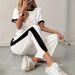 Women's Summer Casual Bow Print T-Shirt And Pants Set Comfort Fit Soft Cotton Two-Piece Outfit for Ladies Pink_ecoleips.com