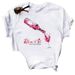 Fashion Wine Glass Round Neck Letter Print Casual Short Sleeve Women's T-Shirt_ecoleips.com