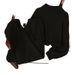 Plus Size Women's Casual Polo Set – Loose Fit Sporty Two-Piece Outfit | Breathable Polyester | 3XL-4XL (200-300 Lbs) | Black/Gray_ecoleips.com