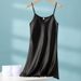Summer With Chest Pad Ice Silk Suspender Nightdress Sexy Vest Thin Silk Pajamas With Bra Integrated Loungewear_ecoleips.com