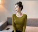 Wear Tight-fitting Pure Desire U-neck Slim-fitting Fashion Bottoming Shirt In Autumn And Winter 2025, Simple Long-sleeved T-shirt_ecoleips.com