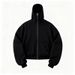 High Neck Hooded Zip up Cardigan European American Style Dark Retro Print Top for Women High Street Gothic Trendy Sweatshirt_ecoleips.com