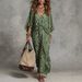 Women's Plus Size V Neck Belted Leopard Print Maxi Dress – Slimming Casual Office Gown_ecoleips.com