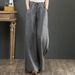 Suitable For All Seasons 2025 Spring Summer Literary Cotton Linen Feel Women's Loose Plus Size Wide Leg High Waist Floor-Length Long Pants_ecoleips.com