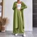 Women's Clothing Autumn Two Piece Suit Long Shirt Style Two Piece Wide Leg Pants Trousers_ecoleips.com