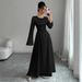 Women's Long Sleeved Satin Dress with Fitted Waist Arabian Style Middle Eastern Saudi Arabia Dubai Fashion Muslim Clothing_ecoleips.com