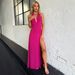 Women's Clothing Spring Women's Clothing New Fashion High End Temperament Halter Neck Sexy Slit Lace Up Solid Color Dress For Women_ecoleips.com
